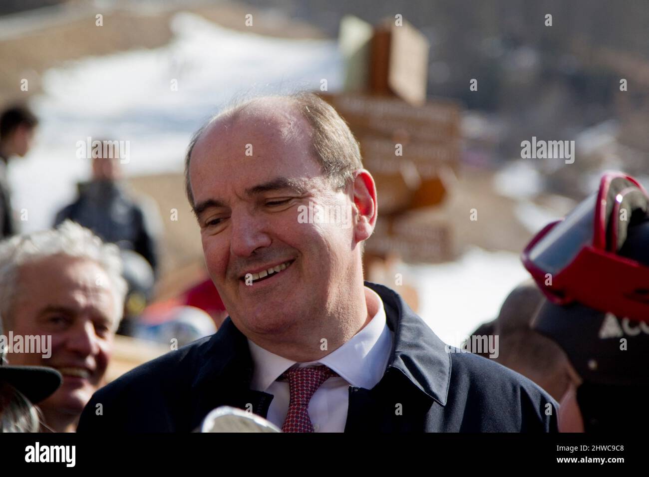 Les Orres Hautes Alpes, France. 05th Mar, 2022. Jean CASTEX Prime Minister, France on March 05, 2022. Jean Castex traveling to Les Orres in the Hautes Alpes, he came to talk about the transitions undertaken as part of the Avenir Montagnes plan to elected officials and local actors. Photo by Thibaut Durand /ABACAPRESS.COM Credit: Abaca Press/Alamy Live News Stock Photo