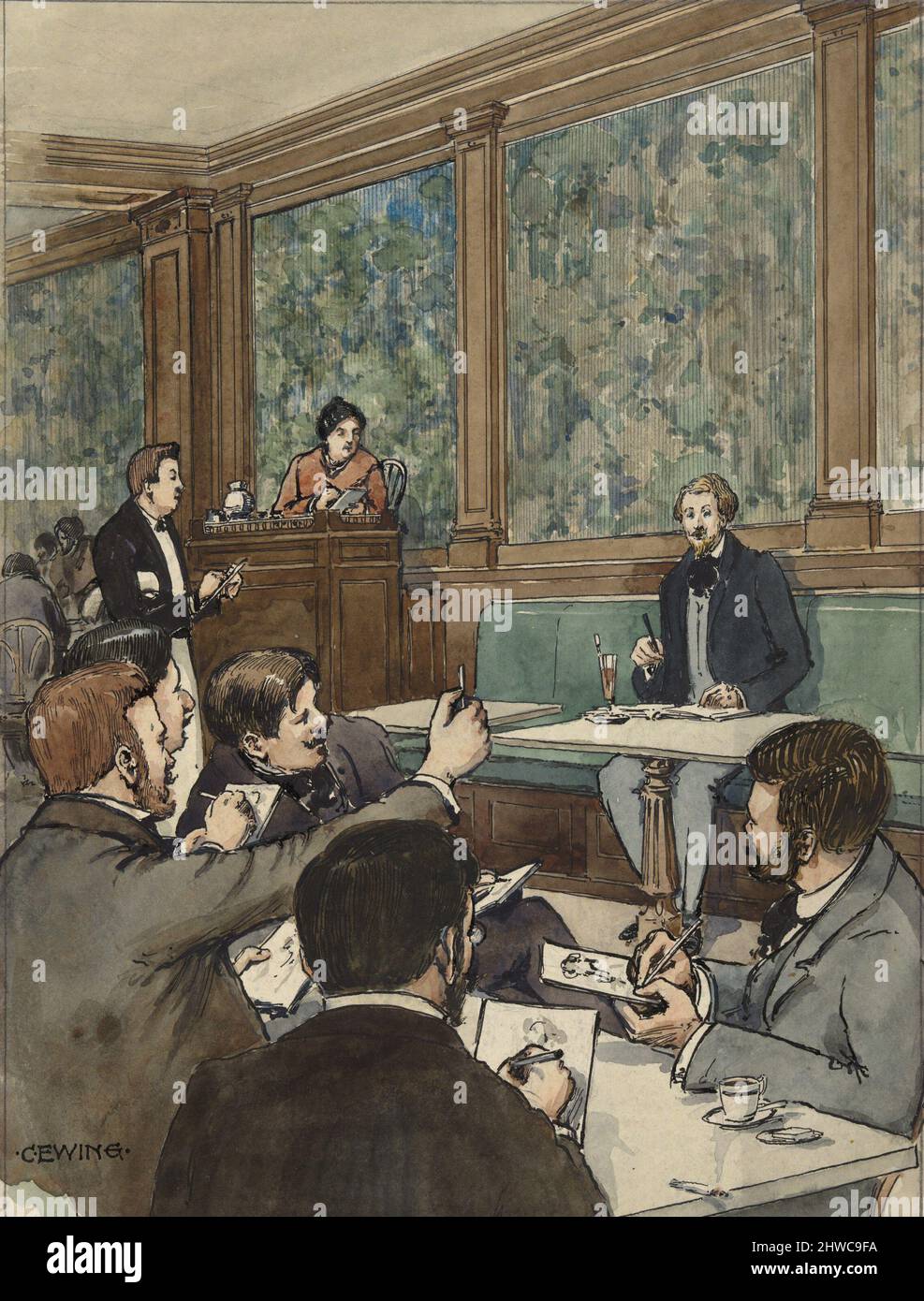 At the Cafe at Cherbourg.  Artist: Charles Kermit Ewing, American, 1910–1976 Stock Photo