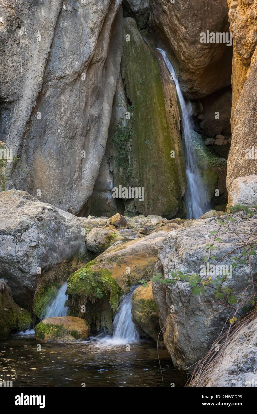 Beautiful Gorge and Waterfall in Oden, Solsones, Catalonia Stock Photo