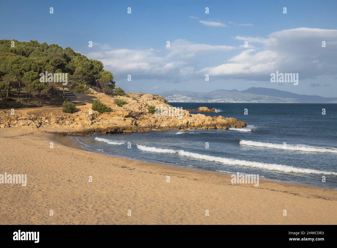 Quiet and Beautiful Beach in the Costa Brava, L'escala, Catalonia Stock Photo
