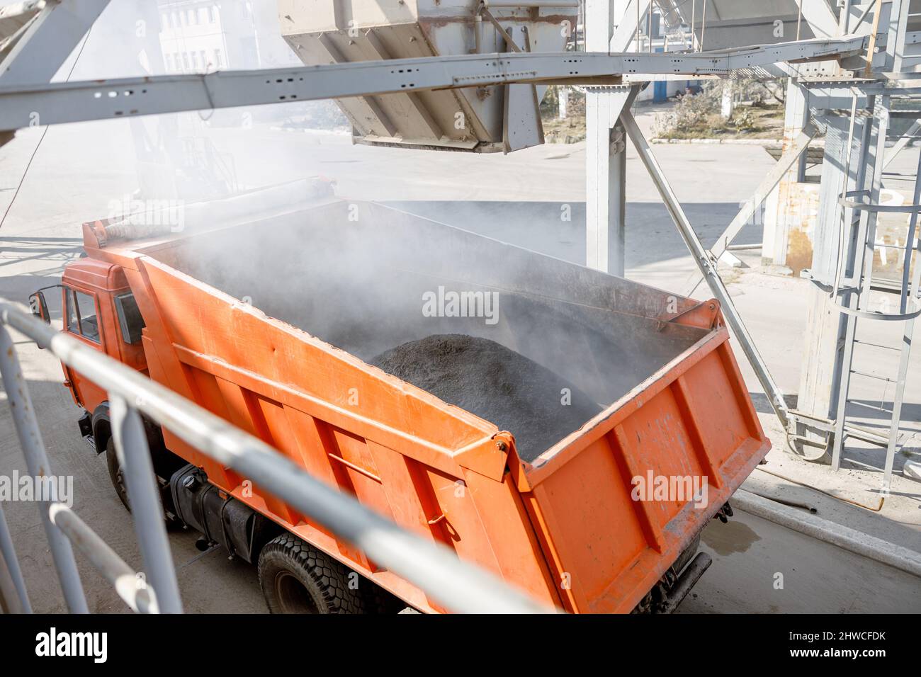 Truck loaded with building material in plant Stock Photo