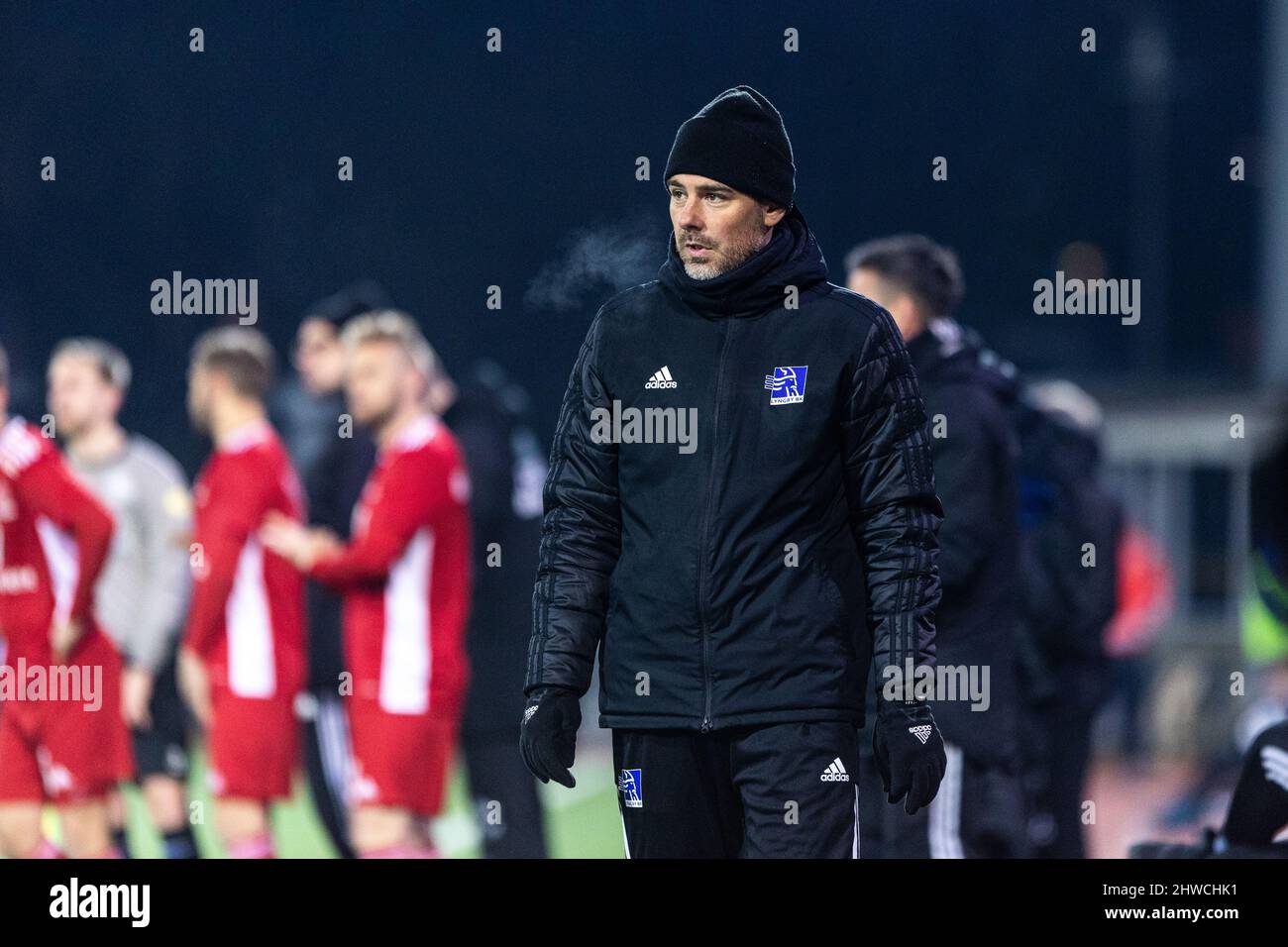 Copenhagen, Denmark. 04th, March 2022. Head coach Freyr Alexandersson of  Lyngby Boldklub seen during the NordicBet Liga match between Fremad Amager  and Lyngby Boldklub at Sundby Idraetspark in Copenhagen. (Photo credit:  Gonzales