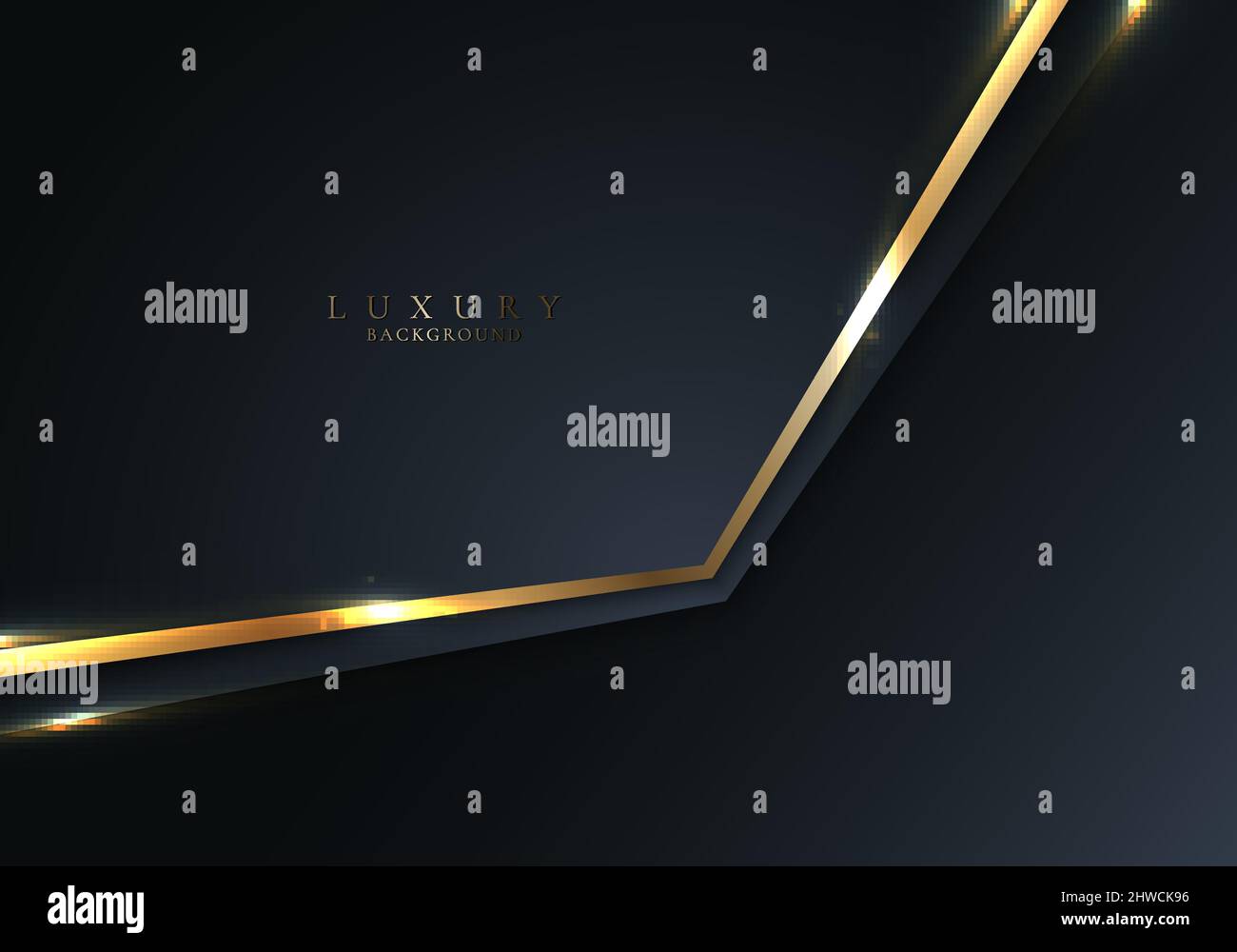 Luxury style template abstract 3D blue geometric shapes and golden ...