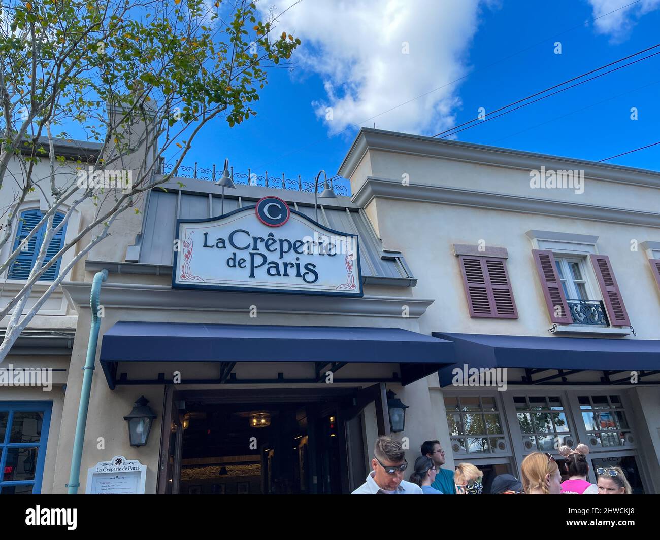 Orlando, FL USA-  October 9, 2021: The La Creperie de Paris restaurant at the French  Pavillion at EPCOT  in Walt Disney World in Orlando, Florida. Stock Photo