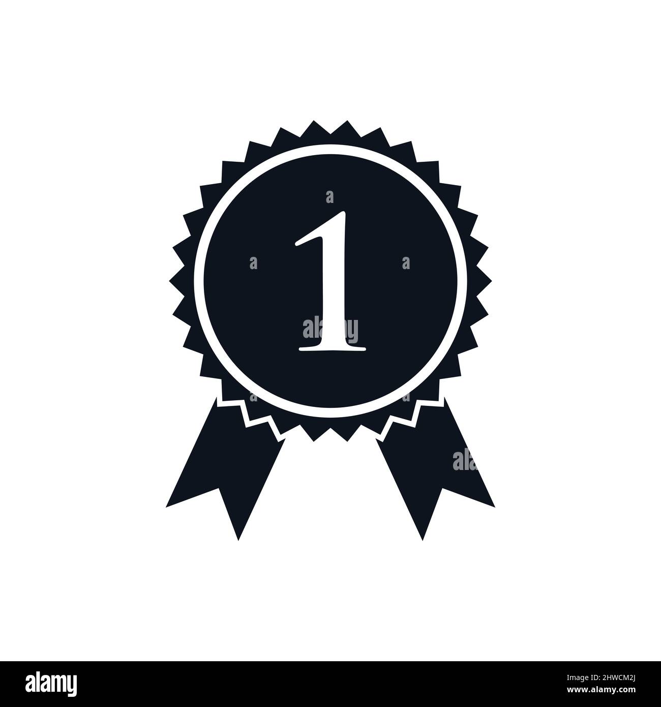 Winner Award Certified Medal Badge On 1 Logo Template. Best Seller Badge Sign Logo Design On Letter 1 Vector Stock Vector