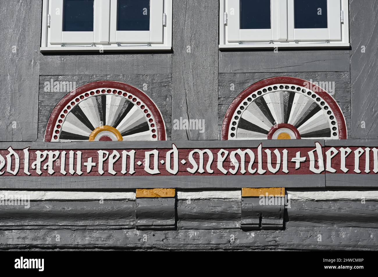 Half-timbered facade of the Weser Renaissance in Stadthagen Stock Photo