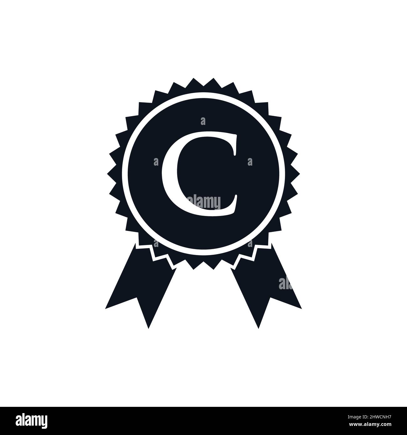 Winner Award Certified Medal Badge On C Logo Template. Best Seller Badge Sign Logo Design On Letter C Vector Stock Vector