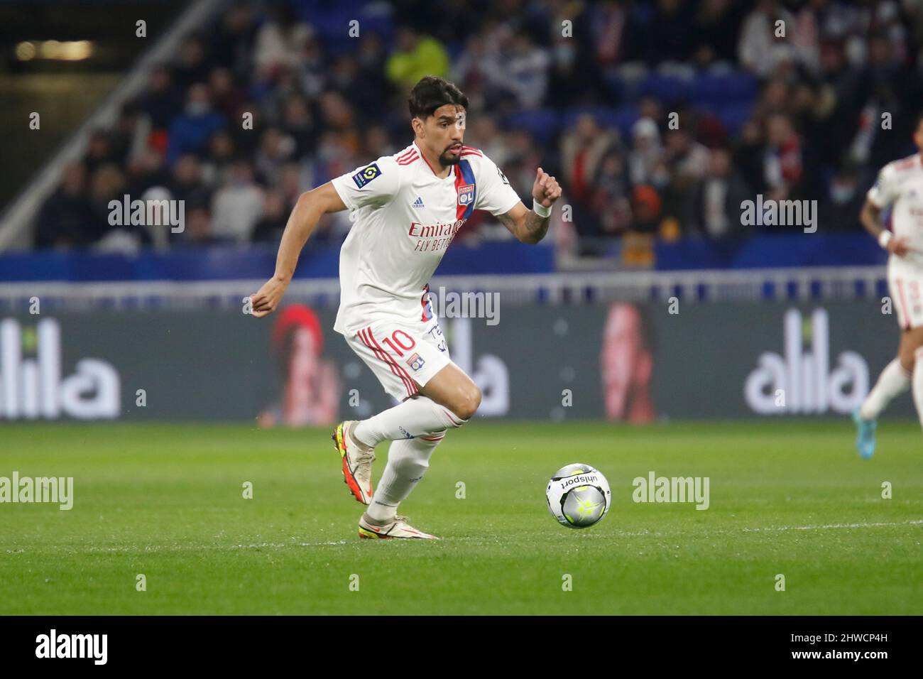 Lucas PAQUETA of Lyon during the French championship Ligue 1 football match between Olympique Lyonnais (Lyon) and LOSC Lille on February 27, 2022 at Groupama stadium in Decines-Charpieu near Lyon, France - Photo Romain Biard / Isports / DPPI Stock Photo