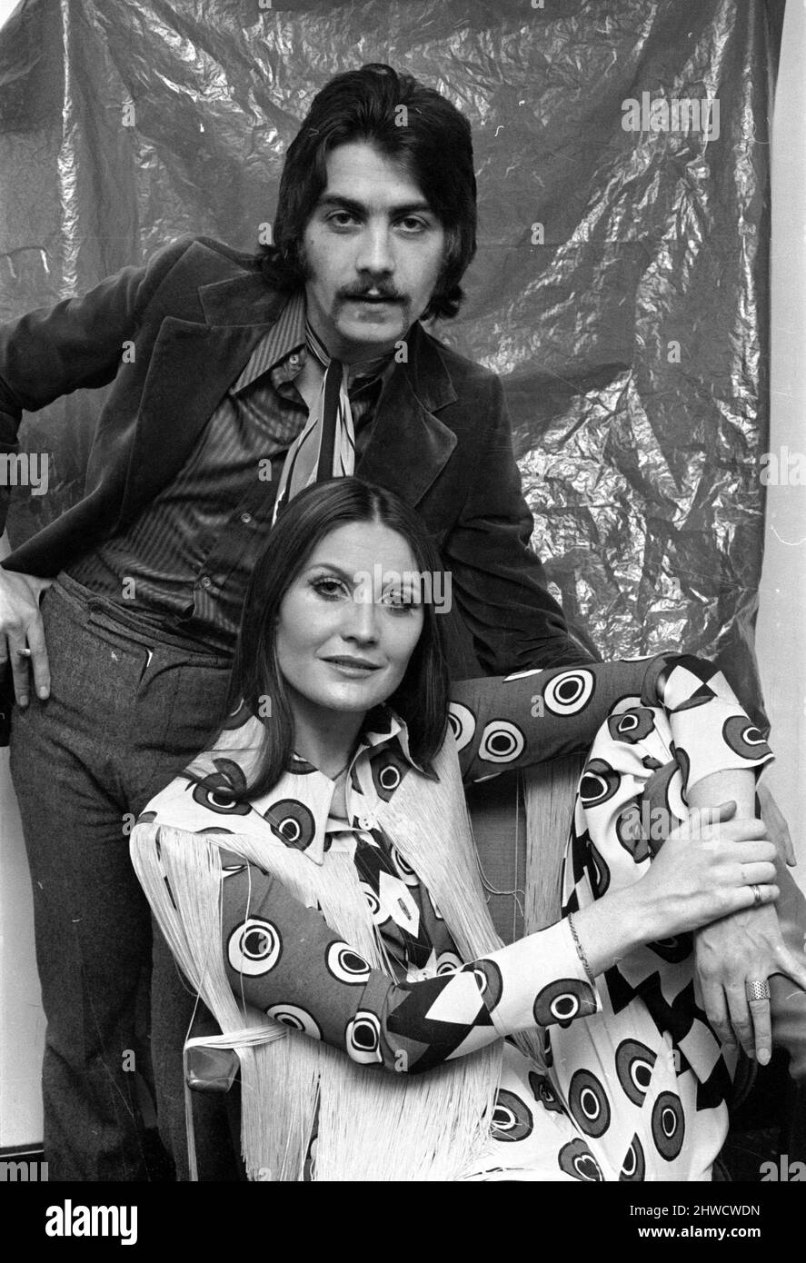 Designer Jeff Banks seen here with wife and pop singer Sandie Shaw. 4th January 1970 Stock Photo