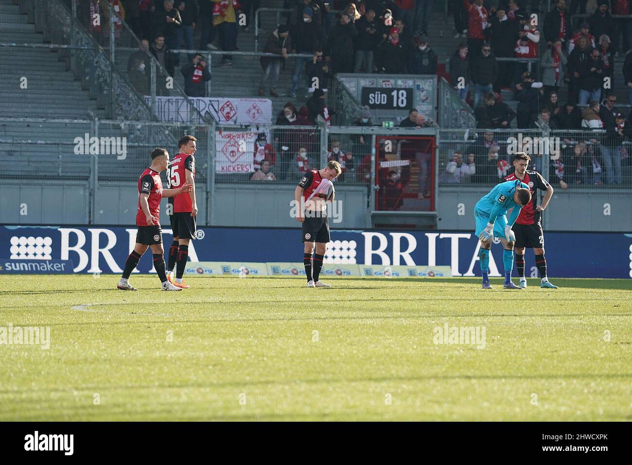 Munich, Germany. 04th Mar, 2022. Munich, Deutschland. 04th Mar, 2022. from  left: Semi BELKAHIA (TSV Munich 1860), Stefan SALGER (TSV Munich 1860),  action, football 3rd division, division 3, TSV Munich 1860 