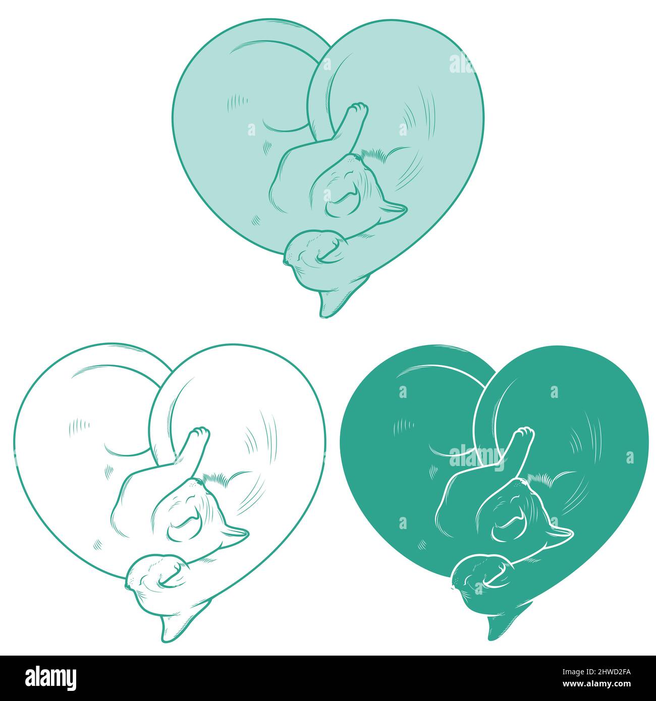Heart shaped cats vector design, heart shaped pet Stock Vector