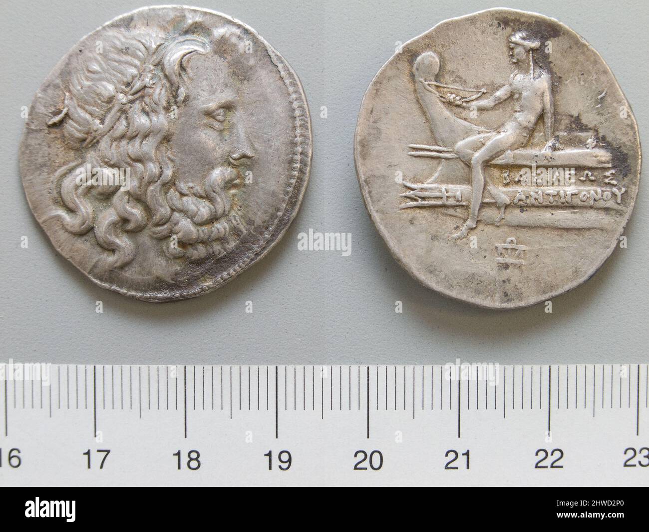 Coin of Antigonus III Doson from Macedonia. Ruler: Antigonus III Doson, King of Macedonia, 263–221 B.C., ruled 229–221 B.C. Mint: Macedonia Stock Photo