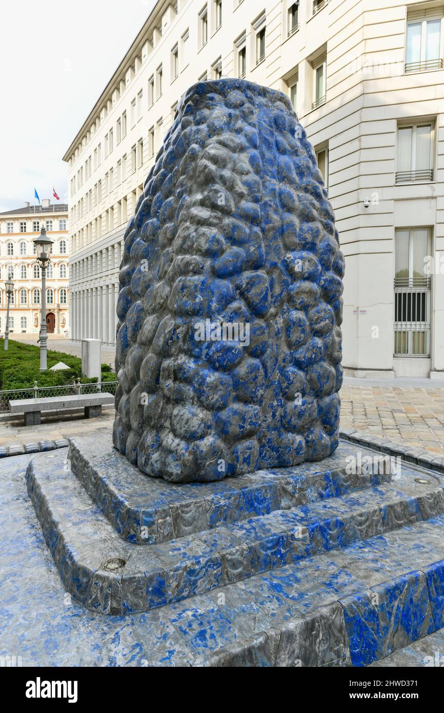 Vienna, Austria - Jul 18, 2021: Lapis Lazuli Blue Fountain Landmark Vienna in Wien, Austria. Stock Photo