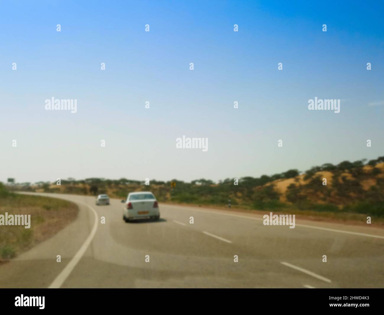 Blurred image of Thar, Jaisalmer, Rajasthan, India. Thar desert as seen
