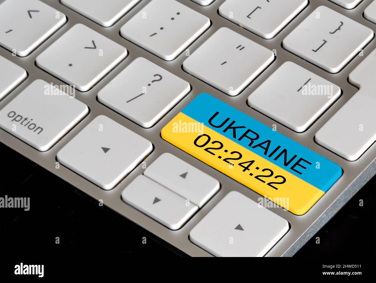 Current affairs Ukraine date of Russian invasion key on a computer keyboard  isolated Stock Photo - Alamy