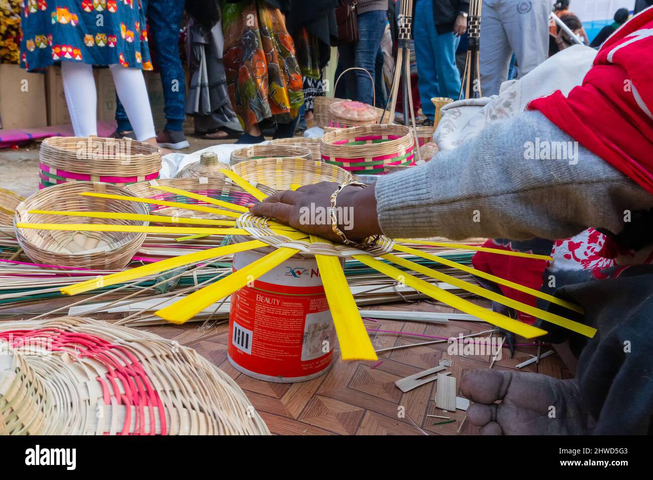 Kolkata, West Bengal, India 31st December 2018 Young bengali woman's busy hands making