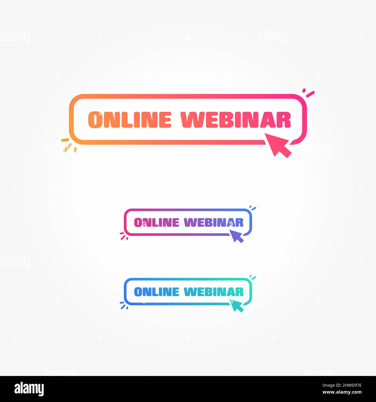 Online Webinar Button with Cursor Label Set Stock Vector