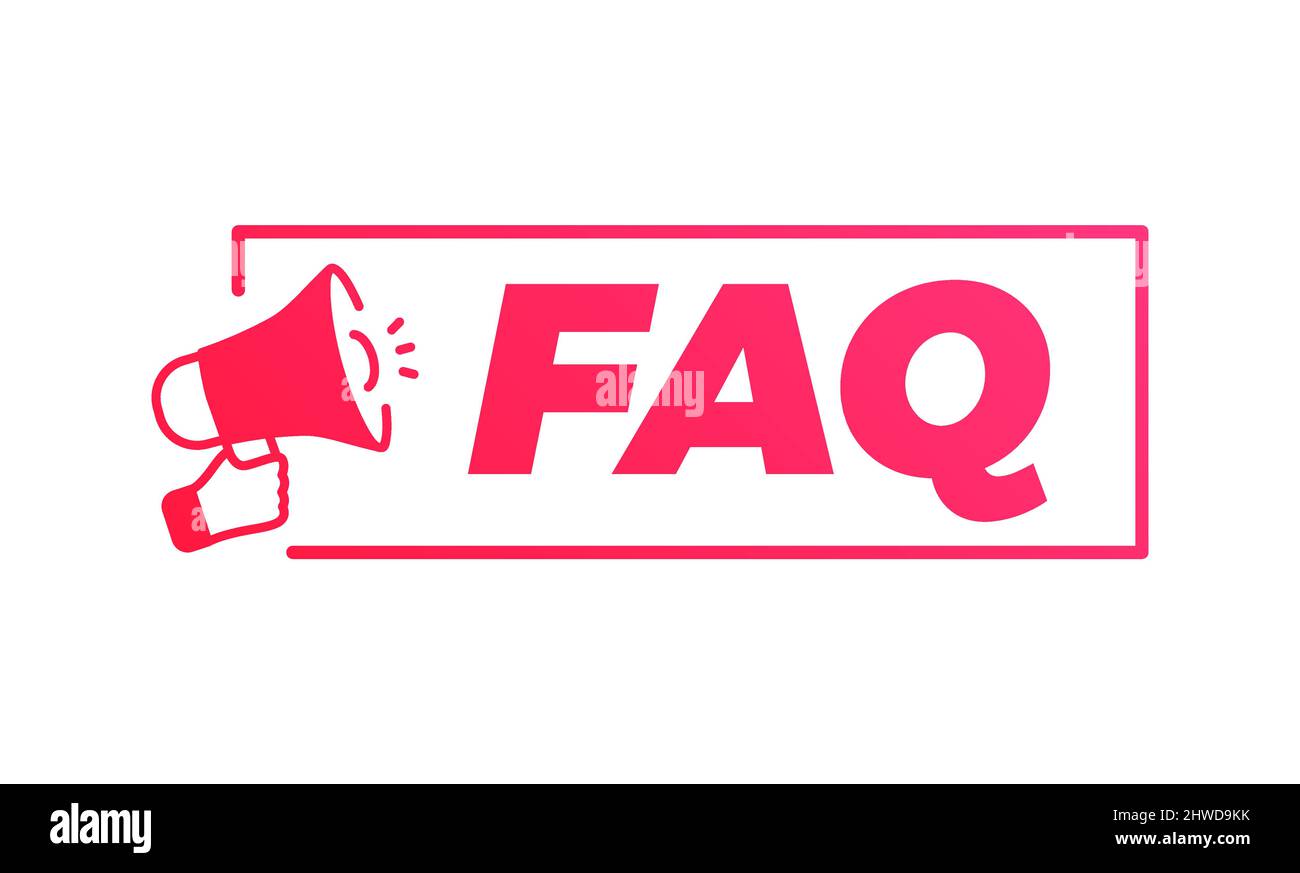 Frequently Asked Questions FAQ Megaphone Marketing Advert Label Stock Vector