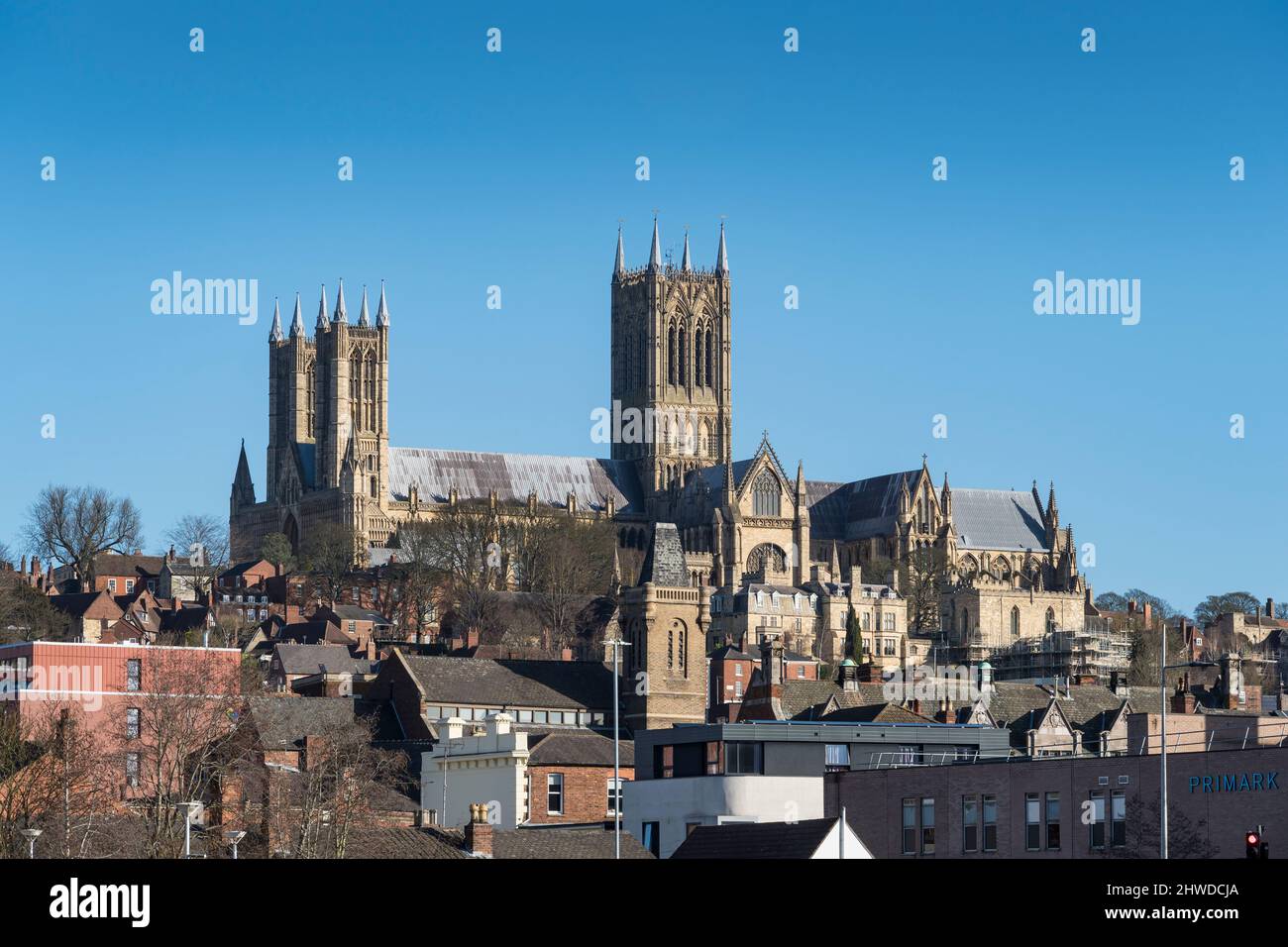 Lincoln Cathedral from the Brayford pool Lincoln city 2022 Stock Photo