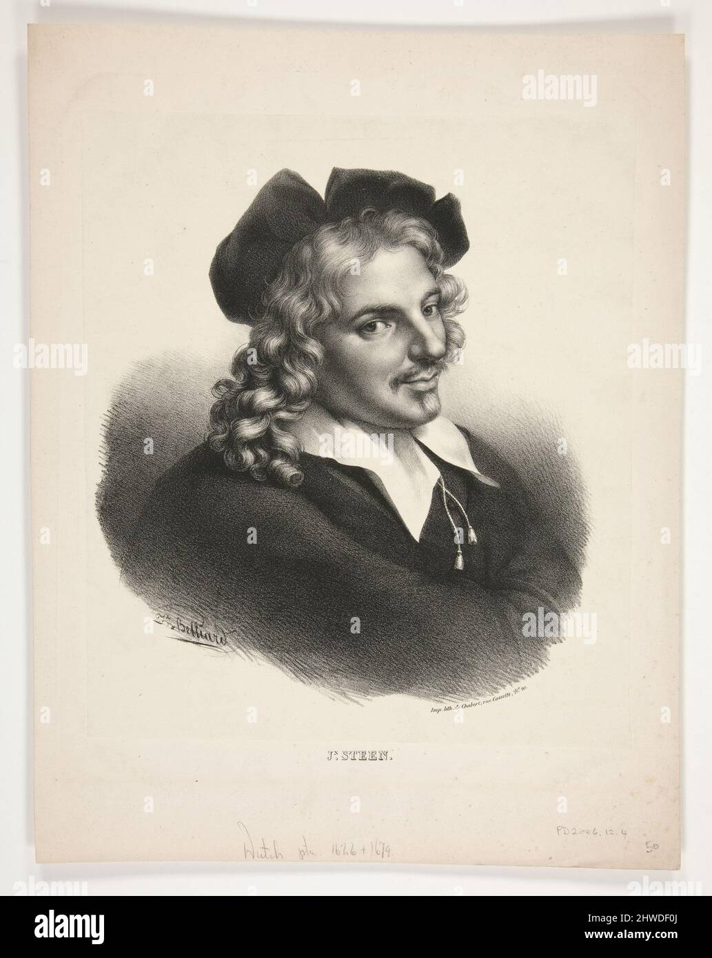 Portrait of Jan Steen.  Artist: Zéphirin Félix Jean Marius Belliard, French, 1798–1843 Stock Photo
