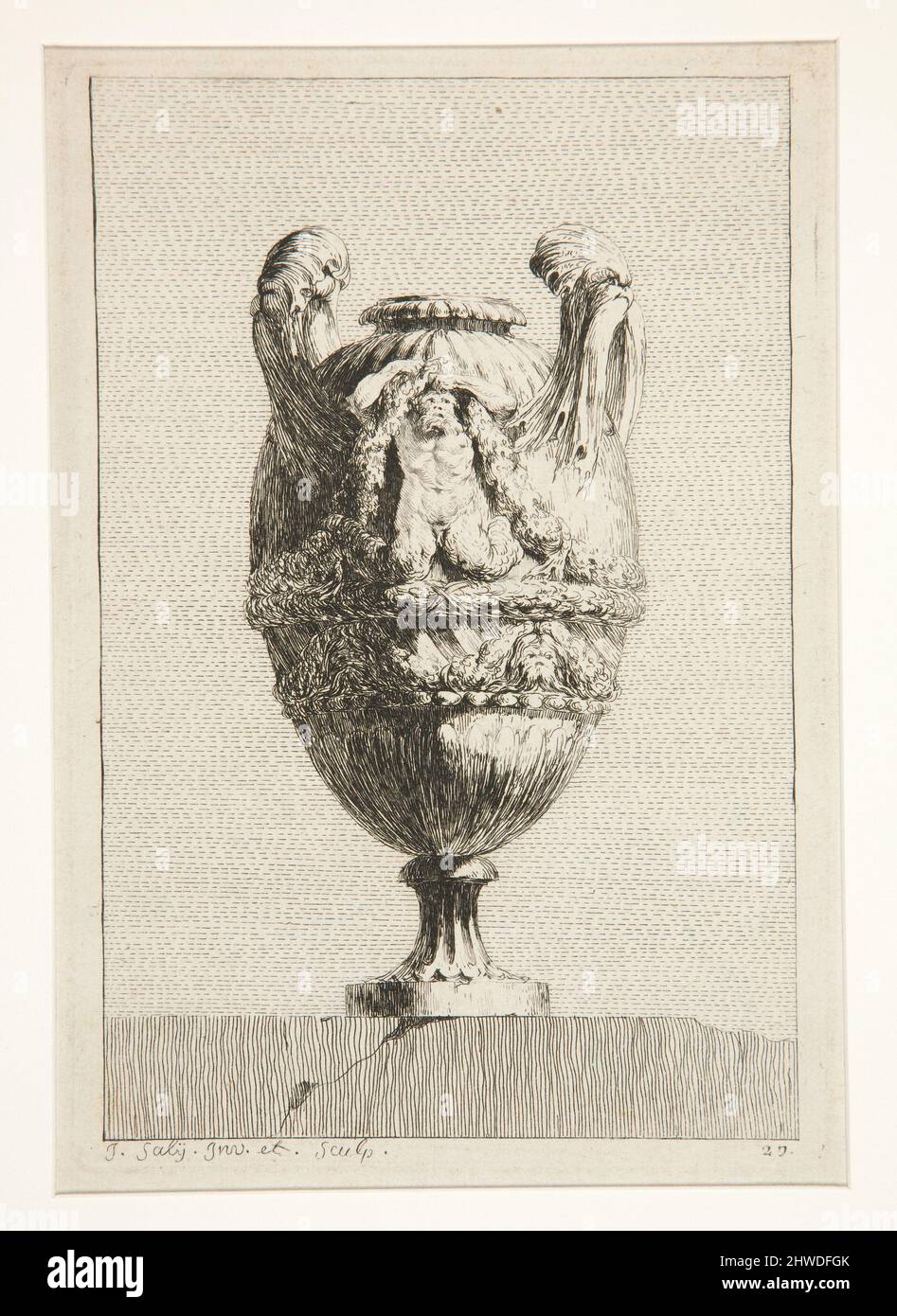 Vase, plate 27 from a set of 30.  Artist: Jacques François Saly, French, 1717–1776 Stock Photo