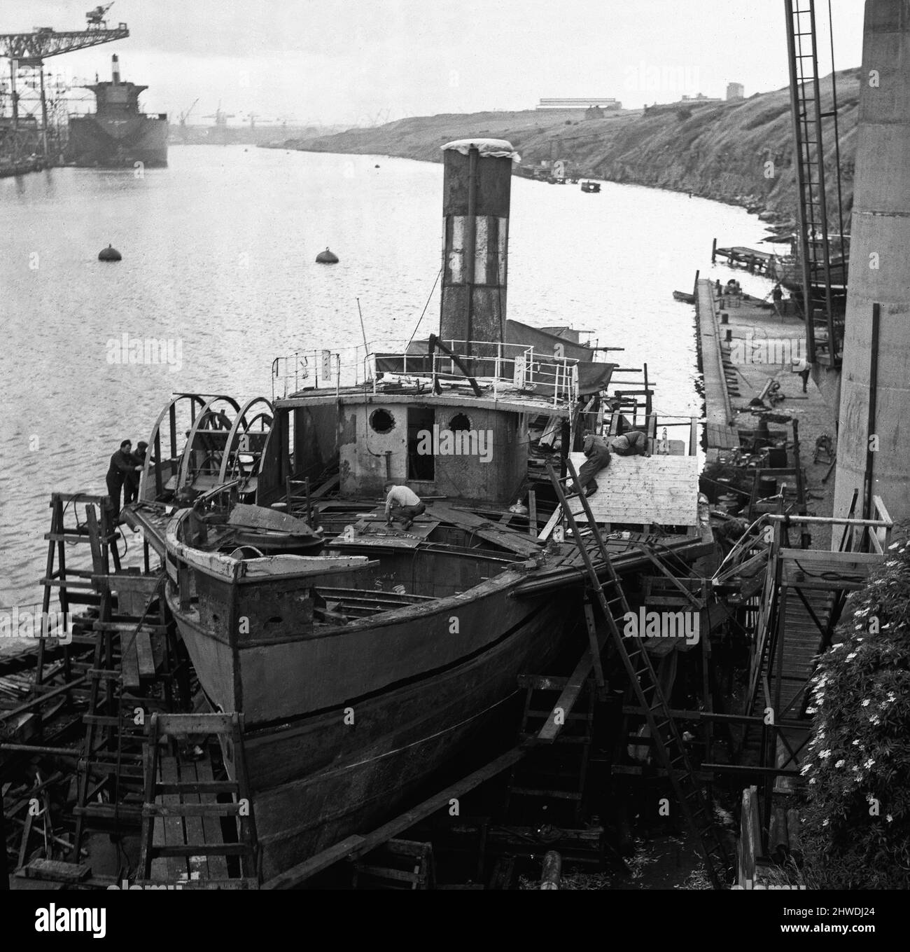 The North East paddle tug Eppleton Hall, seen here under restoration at ...