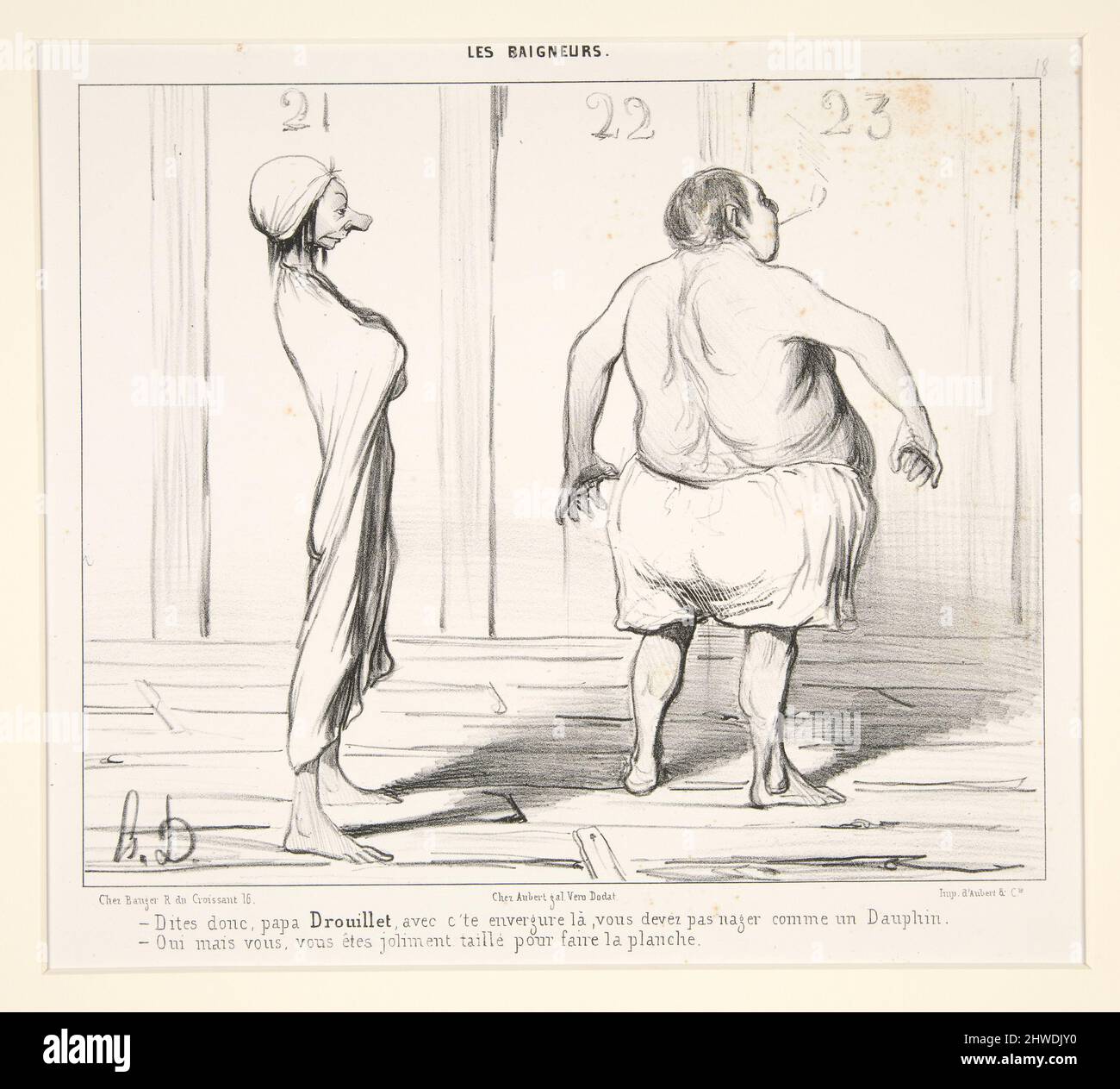 Dites donc, papa Drouillet, avec c’te envergure la…from Les Baigneurs.  Artist: Honoré Daumier, French, 1808–1879 Stock Photo