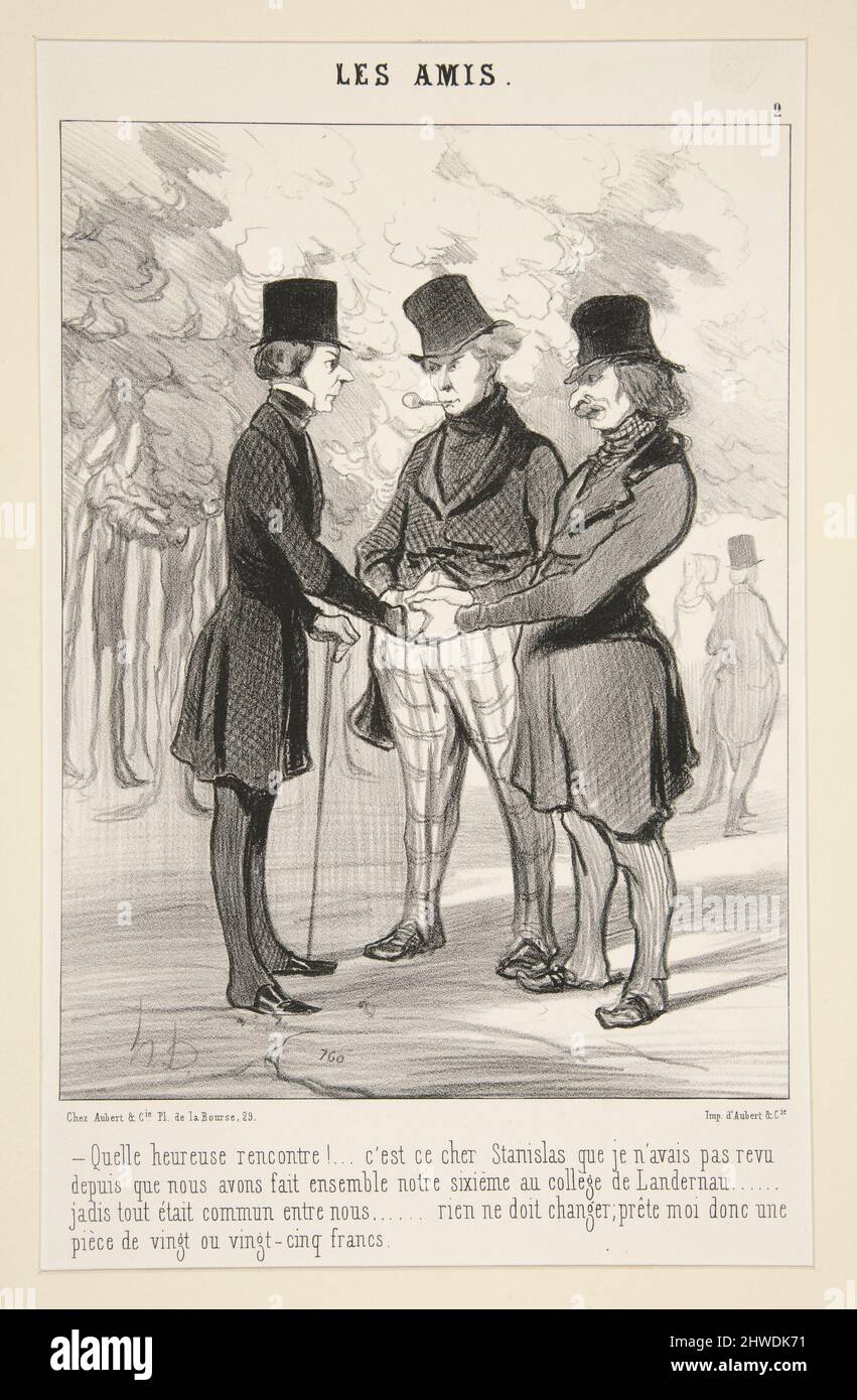 “Quelle heureuse rencontre! C’est….”, No. 2 of Les Amis.  Artist: Honoré Daumier, French, 1808–1879 Stock Photo