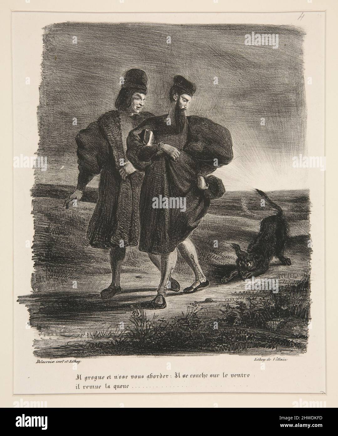 Faust, Méphistophélès et le barbet (Faust, Mephistopheles and the Water Spaniel).  Artist: Eugène Delacroix, French, 1798–1863 Stock Photo