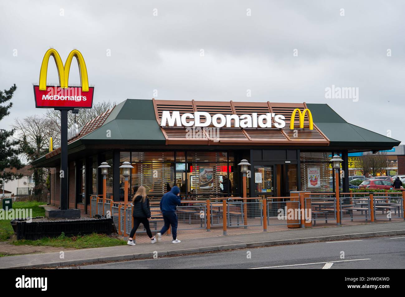 Slough, Berkshire, UK. 5th March, 2022. Following the Russian invasion of Ukraine, there calls for McDonald's to pause their operations in Russia. Boycott McDonald's has been trending on social media today. Credit: Maureen McLean/Alamy Live News Stock Photo