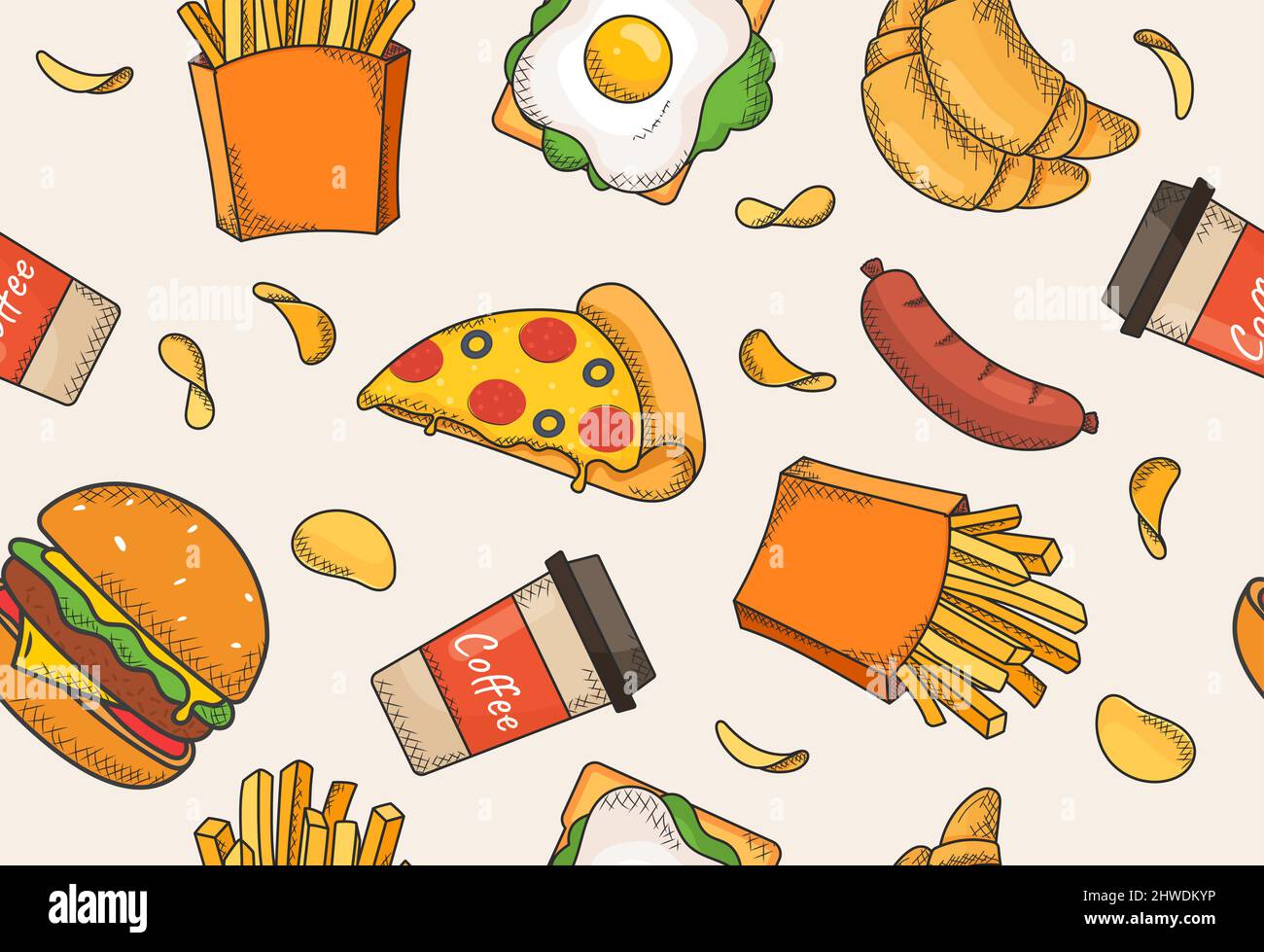Colorful fast food background Stock Vector Image & Art - Alamy