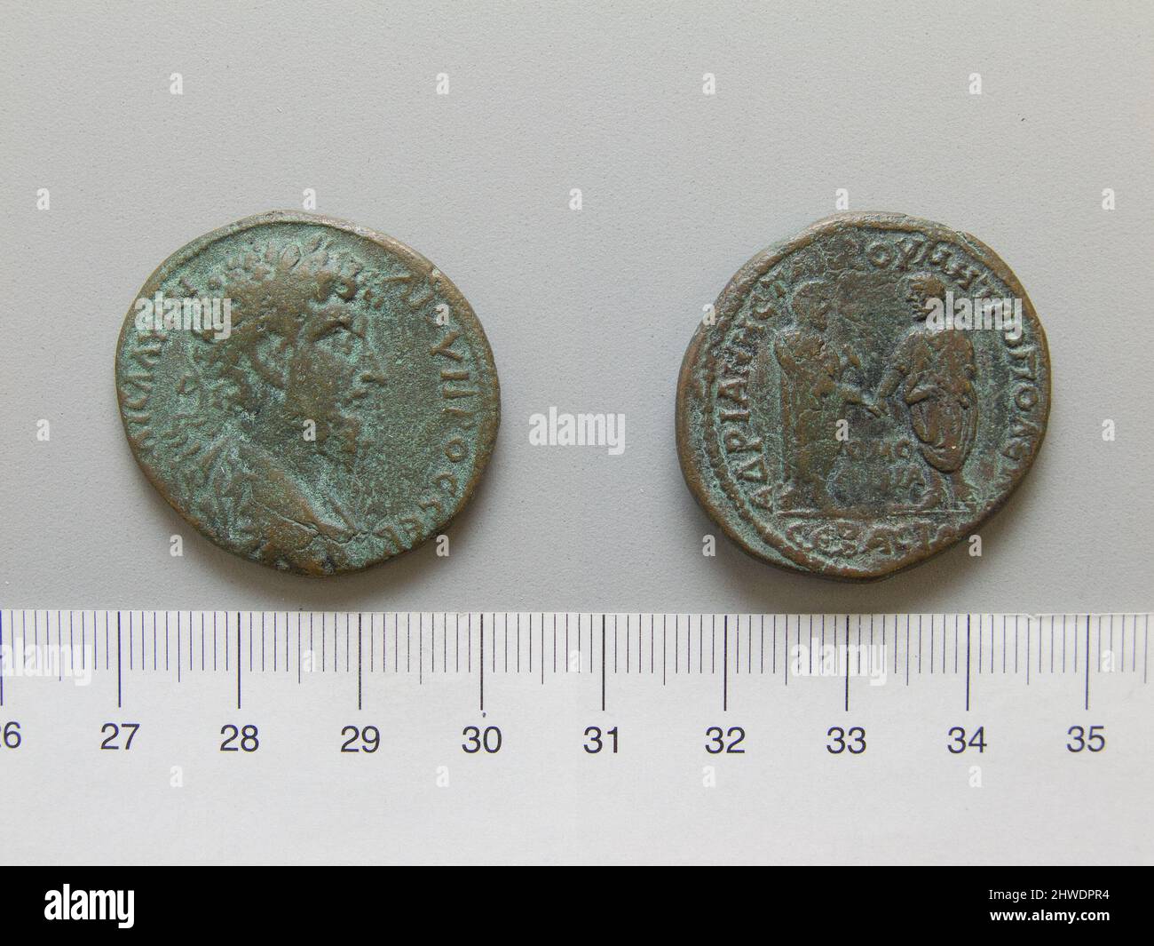 Coin of L. Verus, Emperor of Rome from Tarsus. Ruler: L. Verus, Emperor of Rome, A.D. 161-169 Mint: Tarsus Artist: Unknown Stock Photo