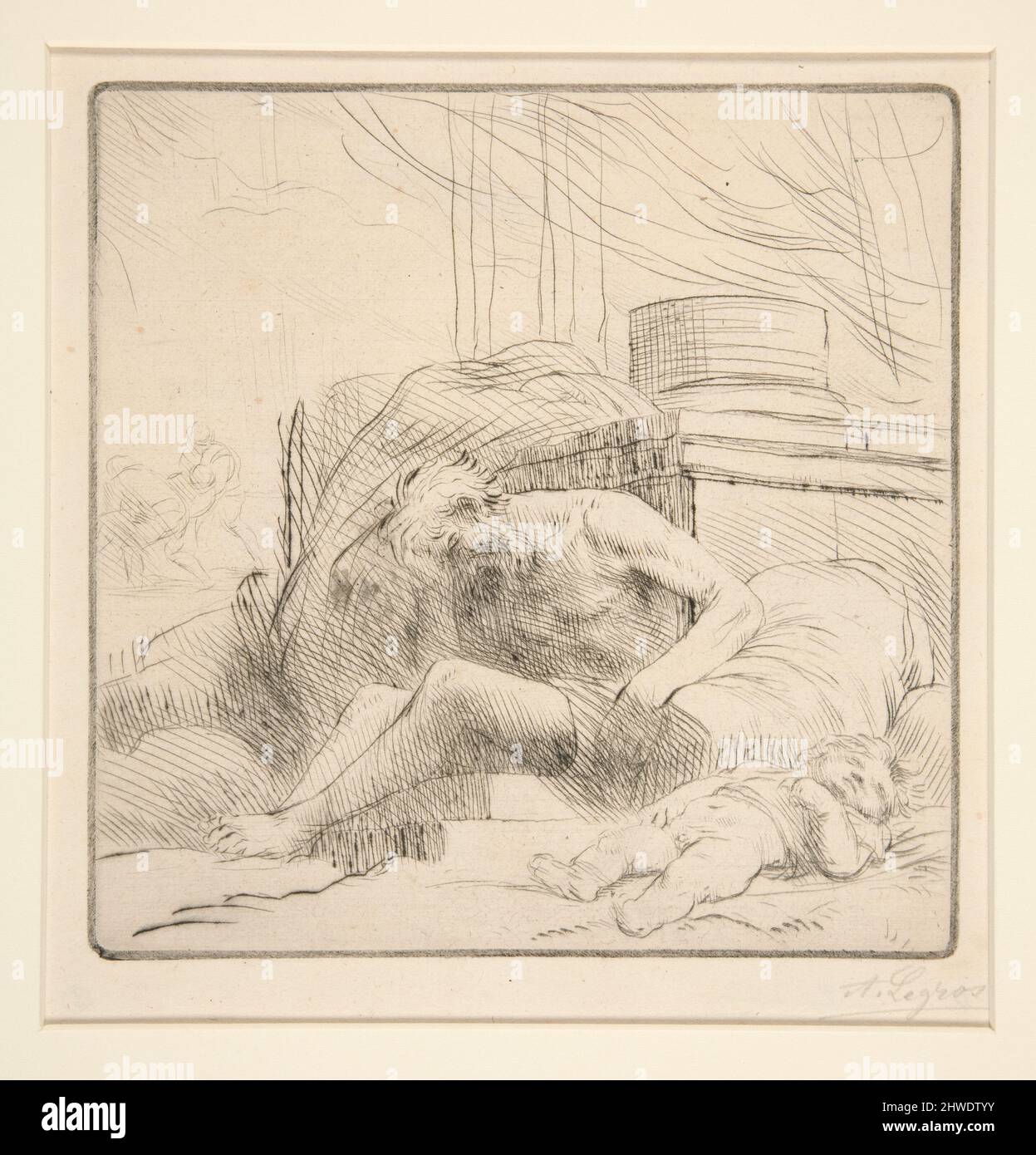 Victime d’un Incendie (Fire Victim).  Artist: Alphonse Legros, French, 1837–1911 Stock Photo
