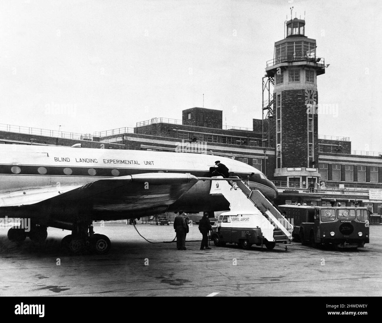 A Comet plane landed at Liverpool Airport on Speke. 21st March 1969. Stock Photo