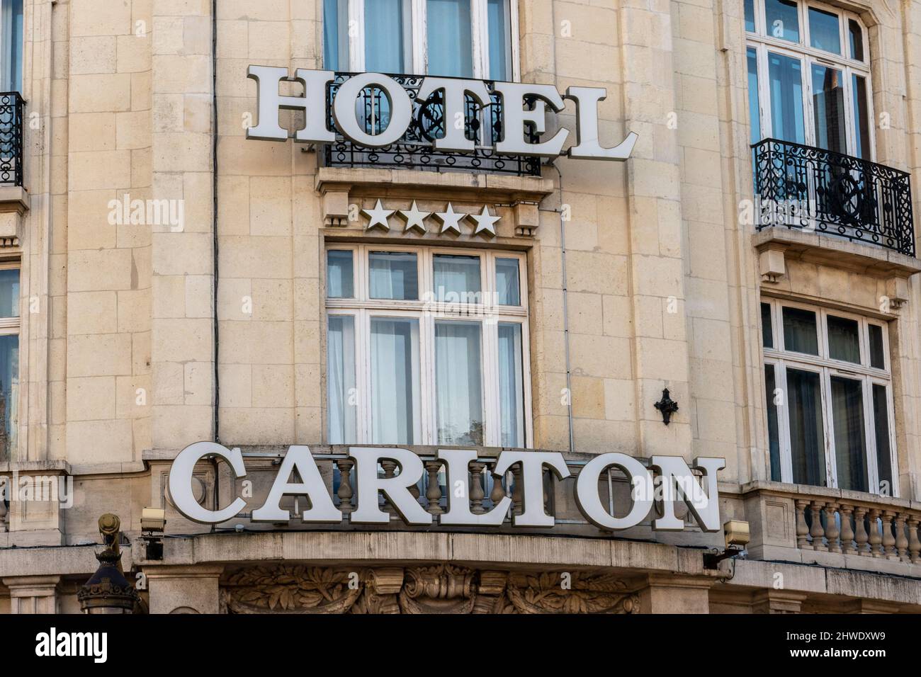 Lille, France, February 28, 2022. The Carlton hotel in Lille is a four-star hotel located on the Place de l'Opera, Stock Photo