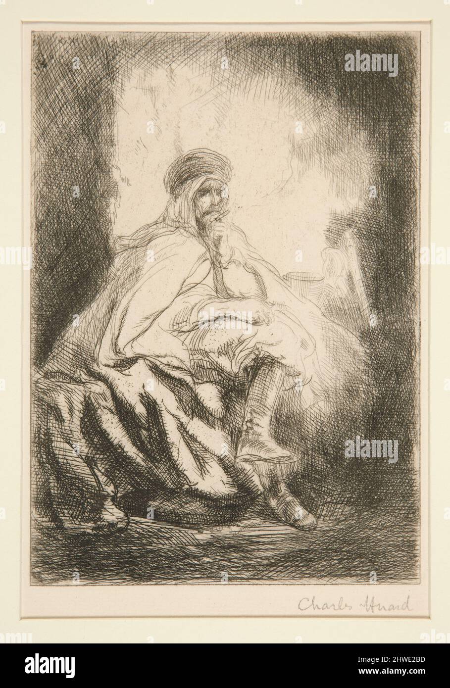 Algerian spahi in a cellar.  Artist: Charles Huard, French, 1874–1965 Stock Photo