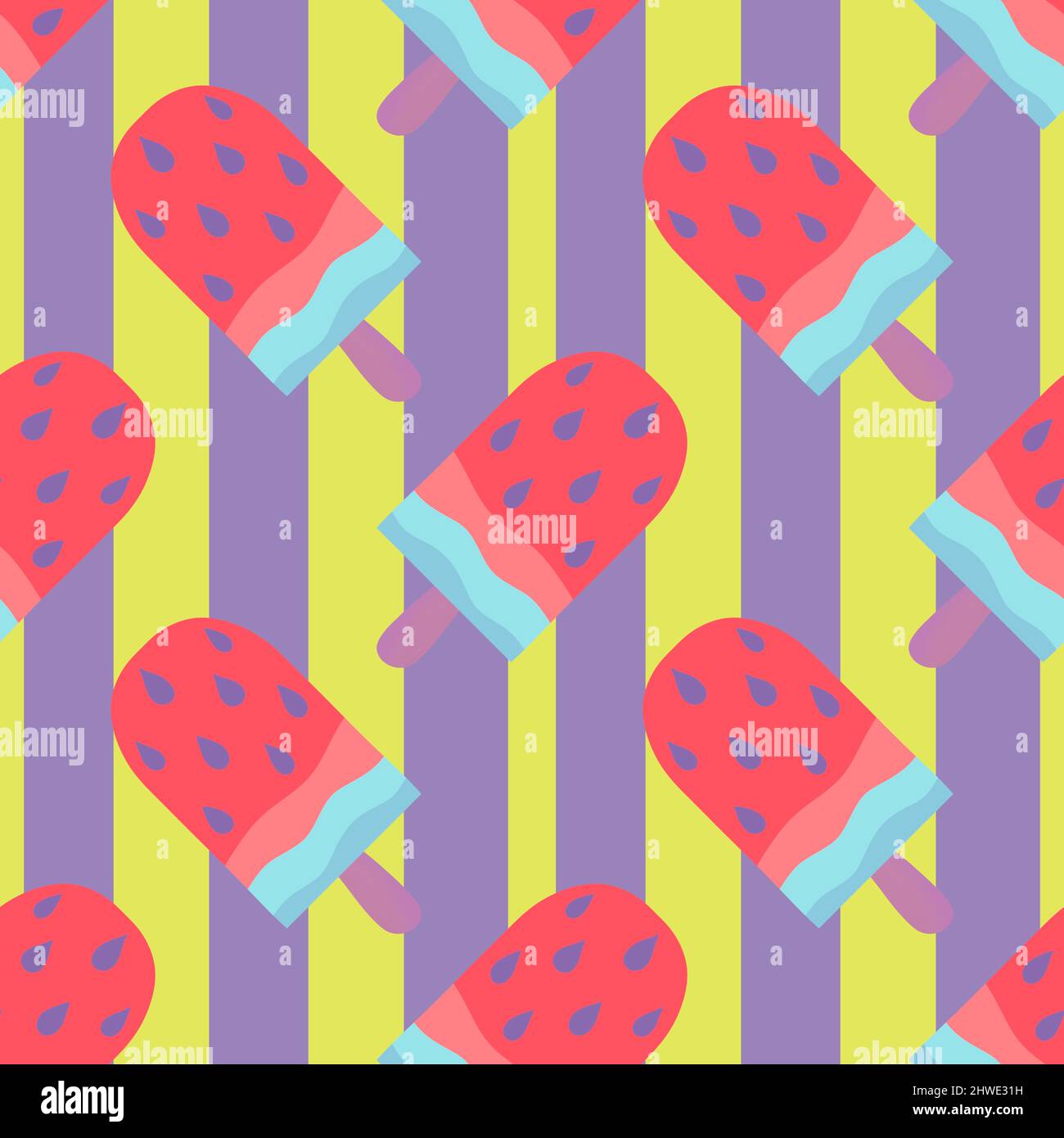 Summer seamless watermelon ice cream pattern for fabrics and packaging ...