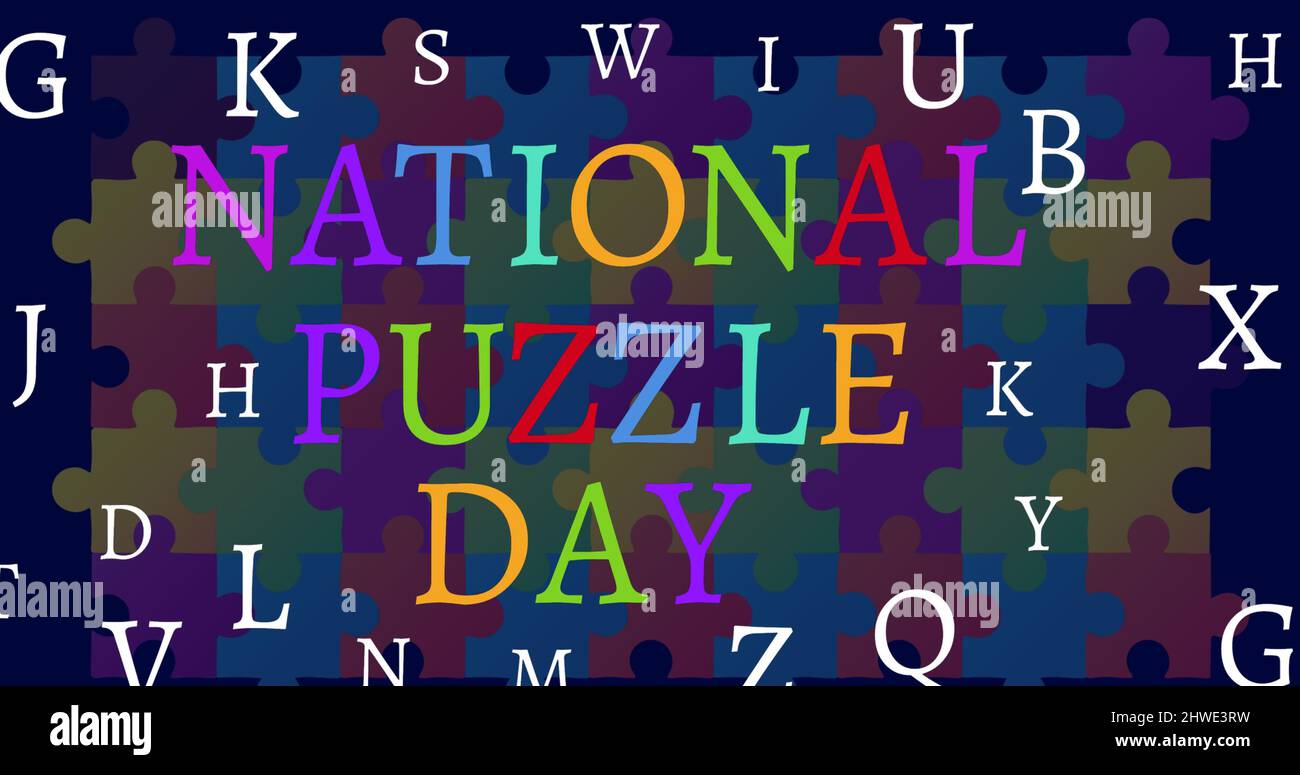 Image of letters making national puzzle day writing Stock Photo - Alamy