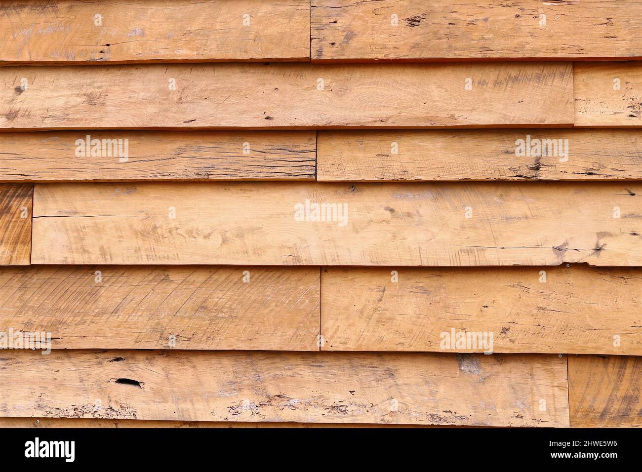 Wooden background made with rustic oak boards Stock Photo