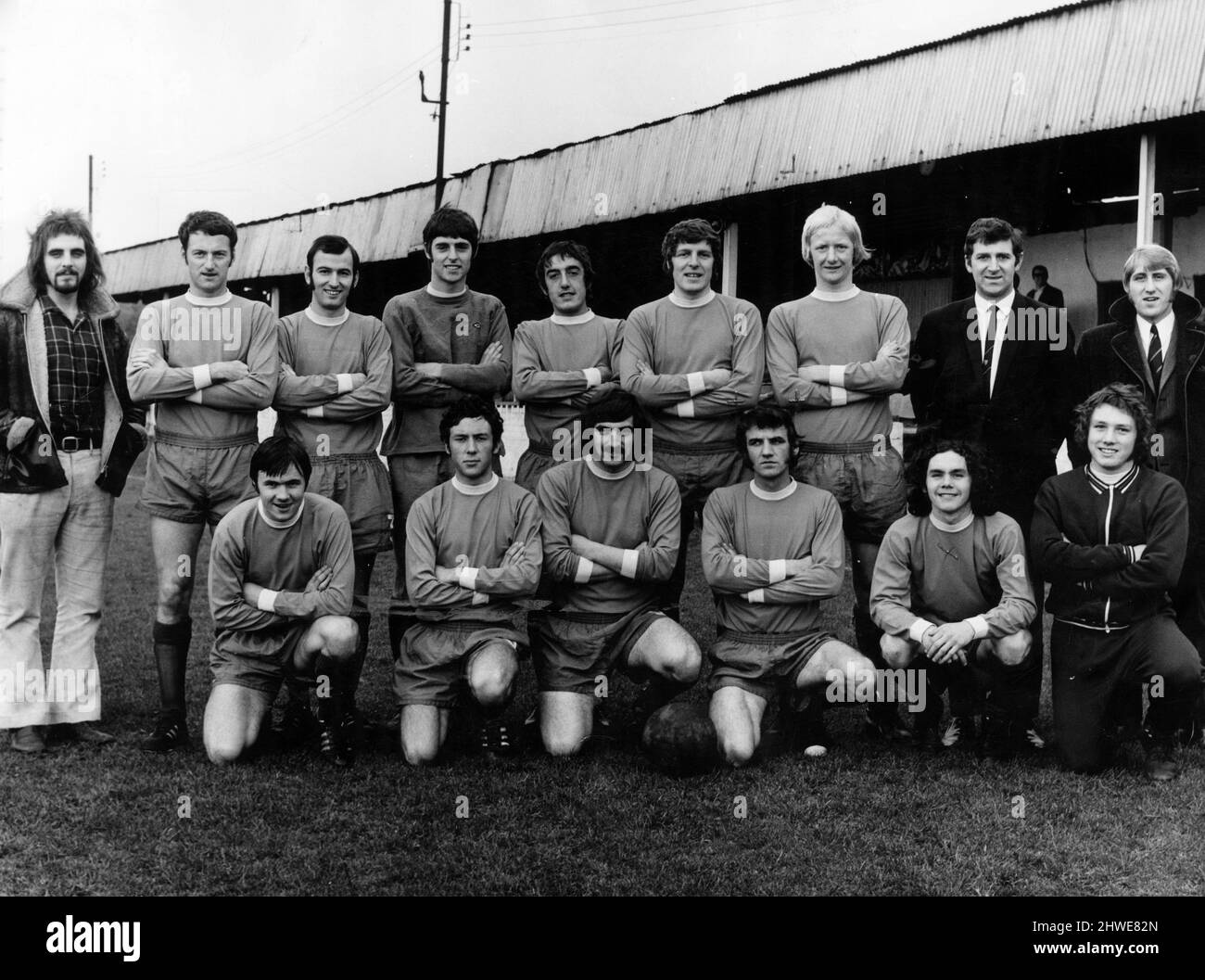Billingham Synthonia, Football Team 7th November 1970. Billingham Synthonia team of the week. Back row, left to right, T Cockeron, E Nobbs, J Harrison, P Reid, G Jewson, G Bonson, N Maltby, R L Chapman (coach), and A Hickman. Front row, left to right, B Mulligan, D Jeffs, D Collins, T Hetherington, R James and H Thompson. Stock Photo
