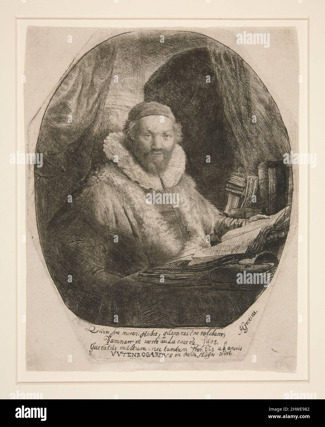 Jan Uytenbogaert, Preacher of the Remonstrants.  Artist: Rembrandt (Rembrandt van Rijn), Dutch, 1606–1669 Stock Photo