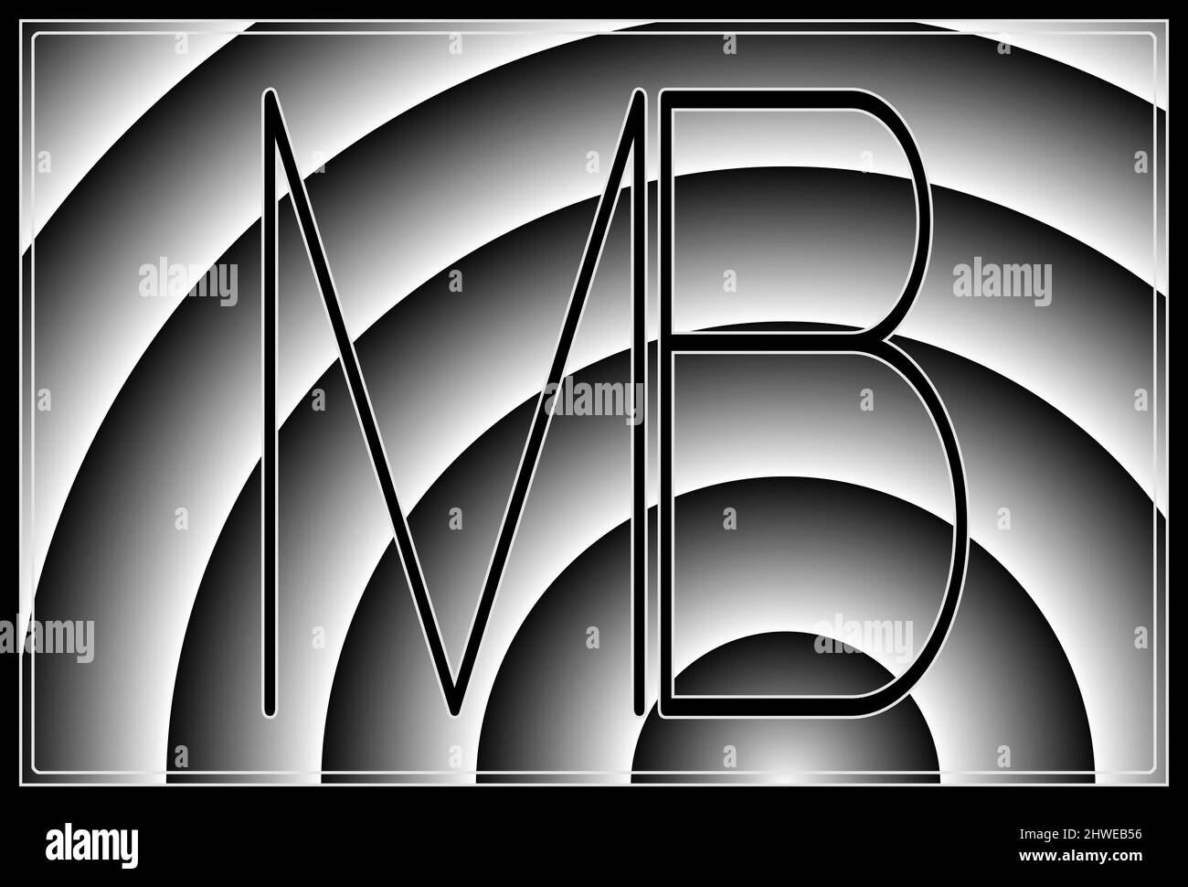 Signature with the two capital letters MB , contur Stock Photo - Alamy