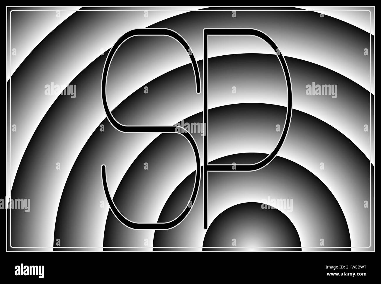 Signature with the two capital letters SP , contur Stock Photo - Alamy