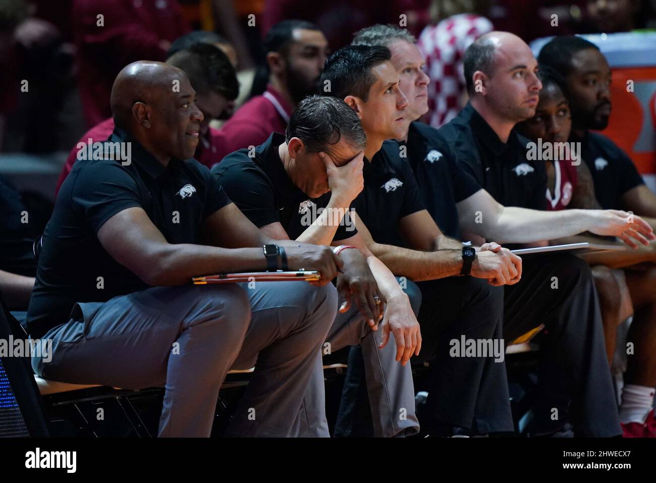 March 5, 2022: head coach Eric Musselman of the Arkansas Razorbacks during the NCAA basketball game between the University of Tennessee Volunteers and the University of Arkansas Razorbacks at Thompson Boling Arena in Knoxville TN Tim Gangloff/CSM Stock Photo