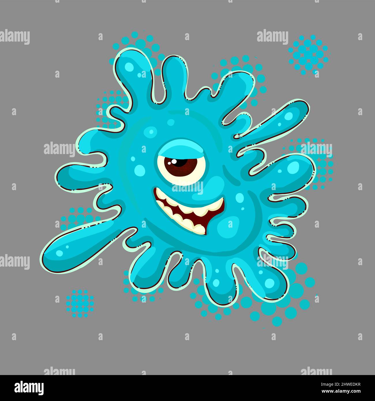 Blue Blot Happy Monster Vector Illustration Stock Vector Image And Art Alamy 6115