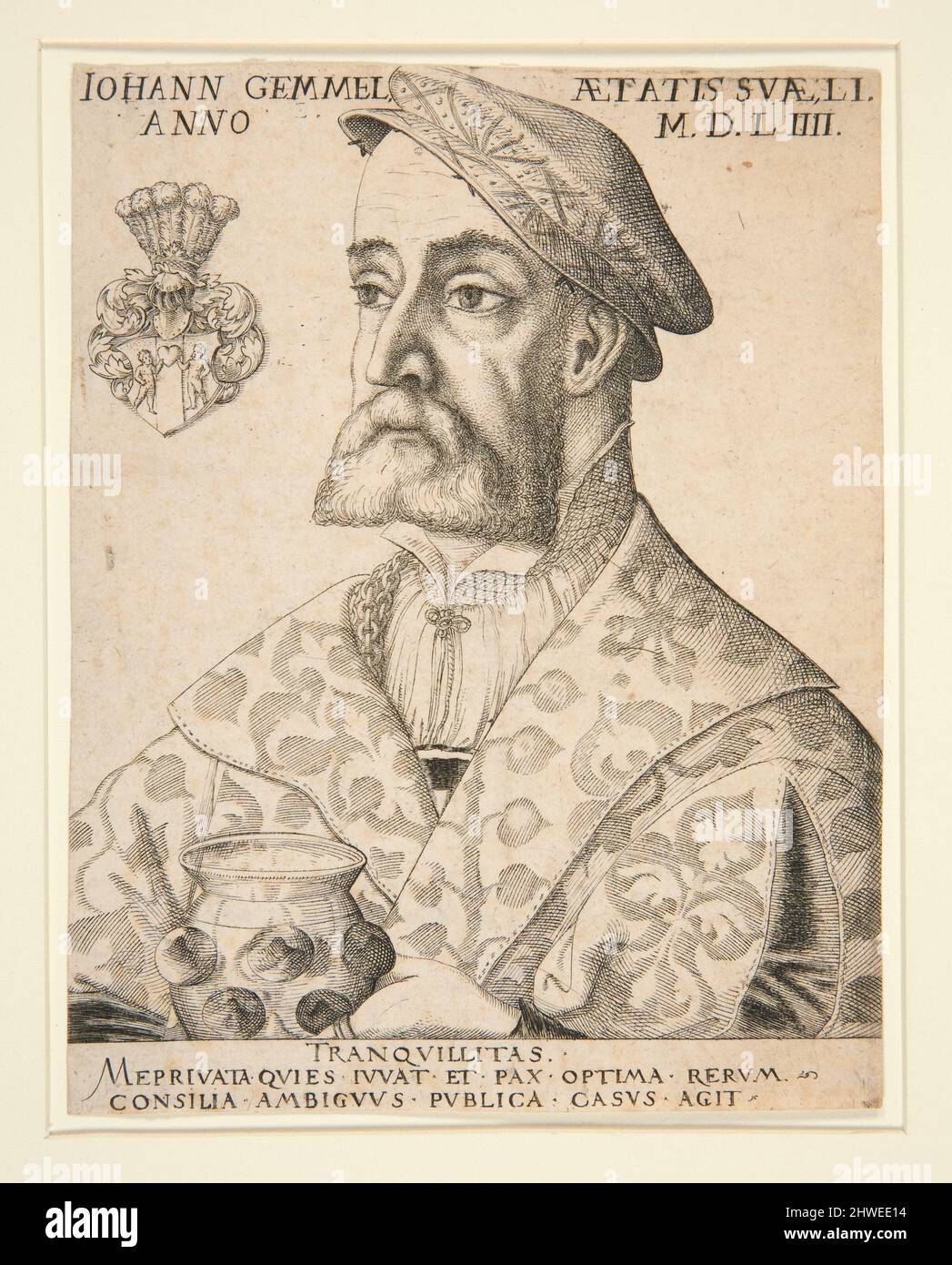 Portrait of Joannes Gemmel.  Artist: Virgil Solis, German, 1514–1562 Stock Photo