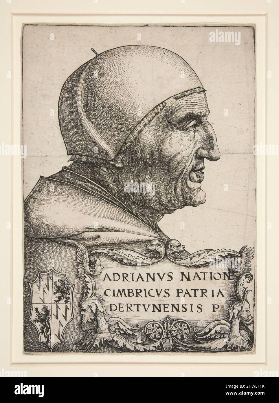 Portrait of Adrien VI (Hadrian VI, Pope 1522-1523).  Artist: Daniel Hopfer the Elder, German, 1470–1536 Stock Photo