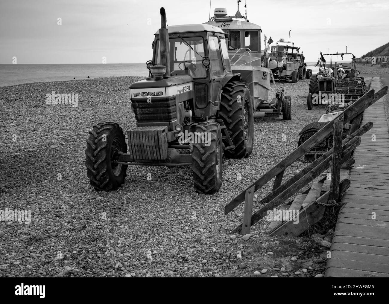 Crab fishing in Cromer in black and white Stock Photo Alamy