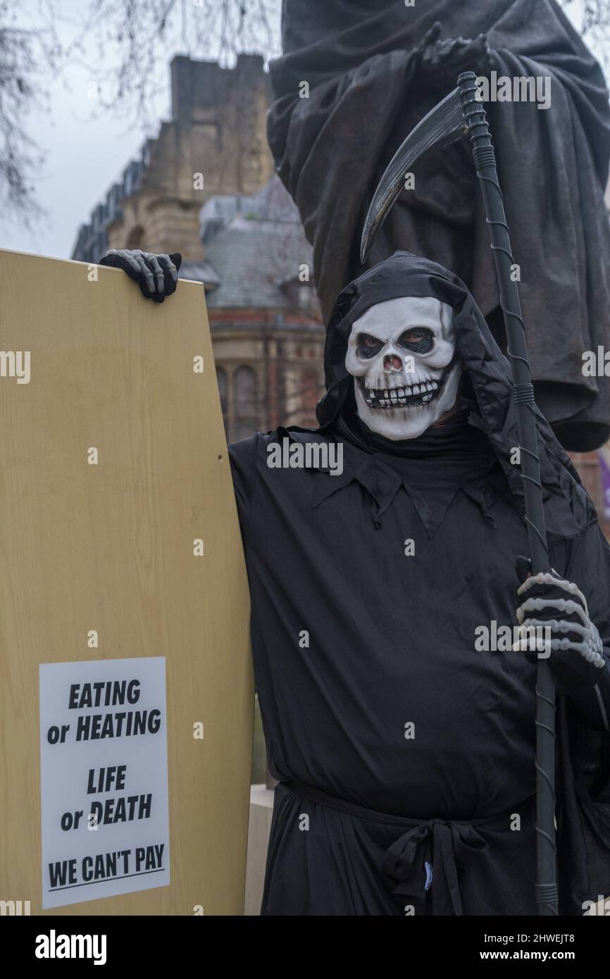 London UK 5th Mar 2022 A Campaigner Dressed As The Grim Reaper As london-uk-5th-mar-2022-a-campaigner-dressed-as-the-grim-reaper-as
