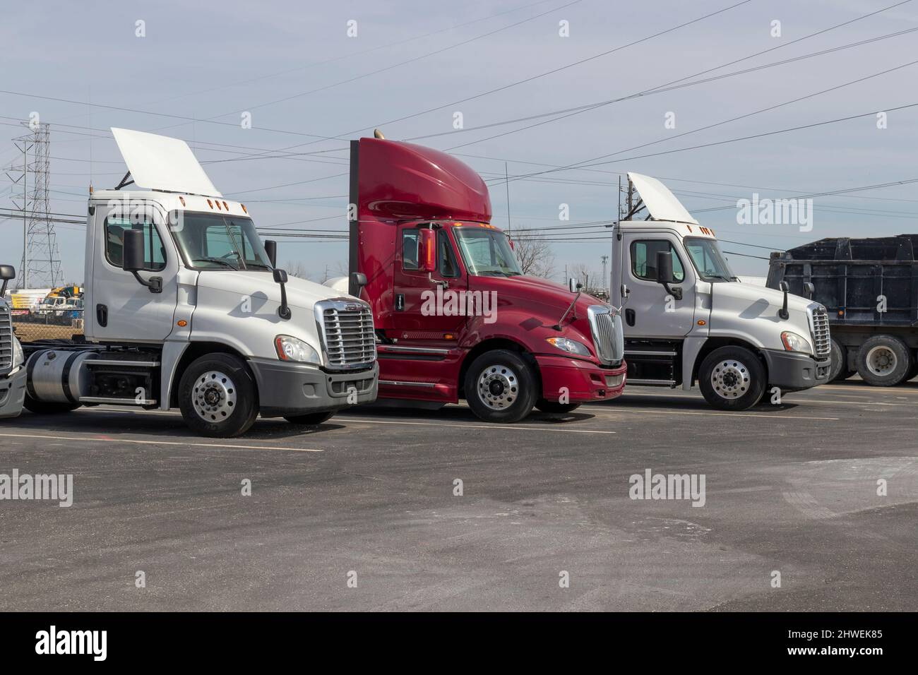 Indianapolis Circa March 2022 Freightliner and Kenworth Semi Tractor